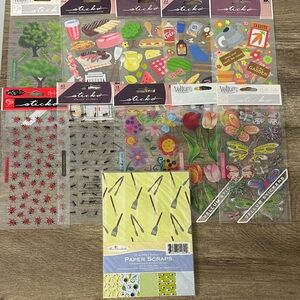 ❄️ 11 Piece Summer/BBQ Assorted Scrapbook Sticker & Paper Lot